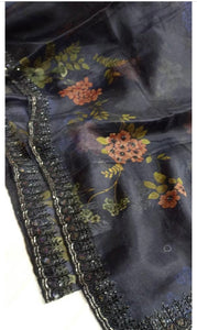 Black floral saree