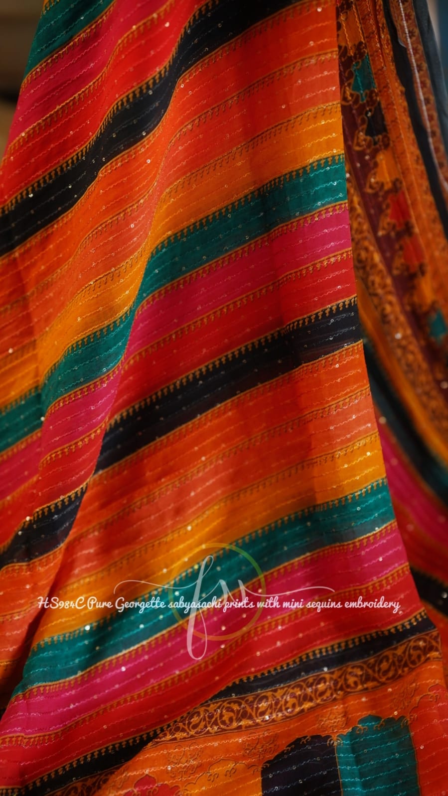 Gulmohar sequins saree - Saffronfashionindia