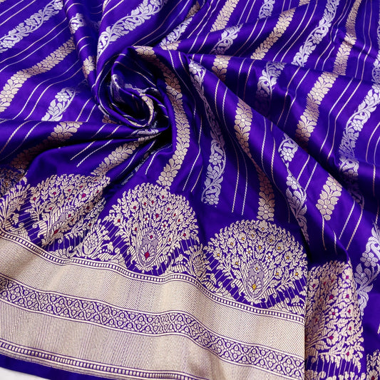 Gehnav Katan handwoven zari saree - Saffronfashionindia