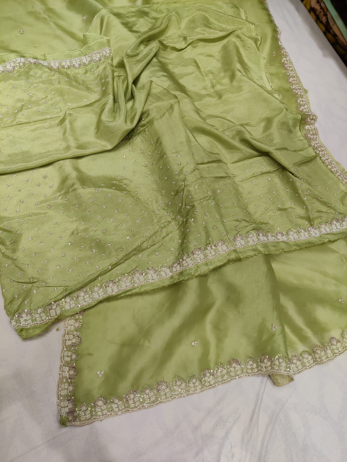 Luvika pearl organza saree - Saffronfashionindia