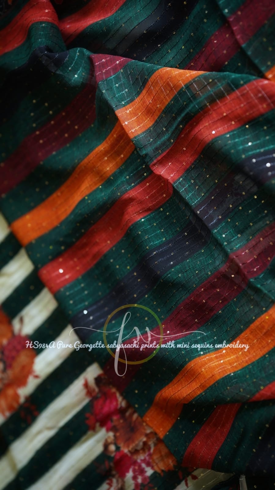 Gulmohar sequins saree - Saffronfashionindia