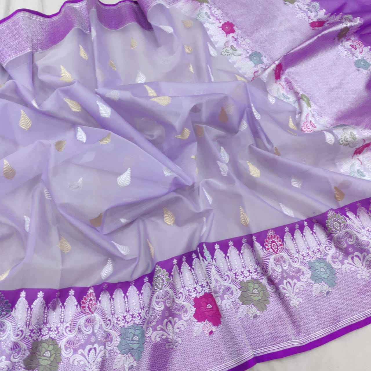 Cyana kora handwoven saree - Saffronfashionindia