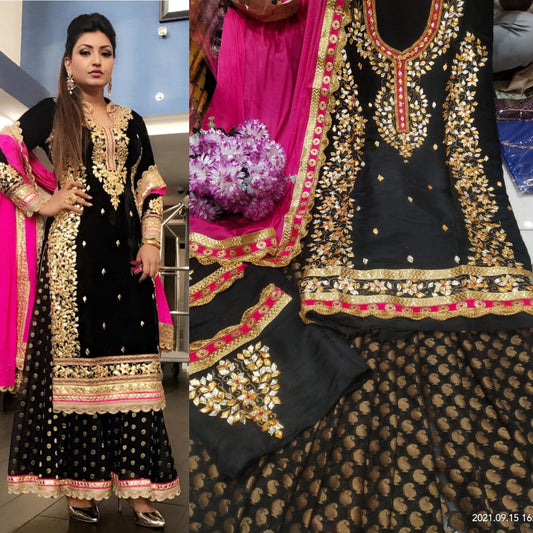Black gotta pattu salwar suit - Saffronfashionindia