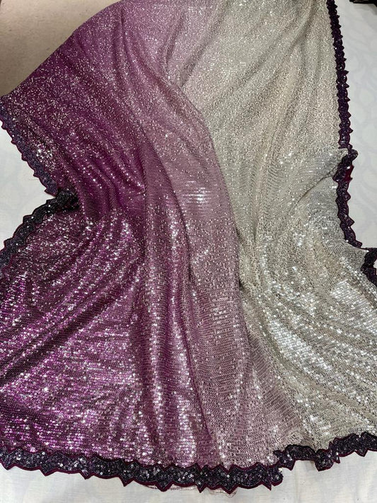 Nashina shaded sequence saree - Saffronfashionindia