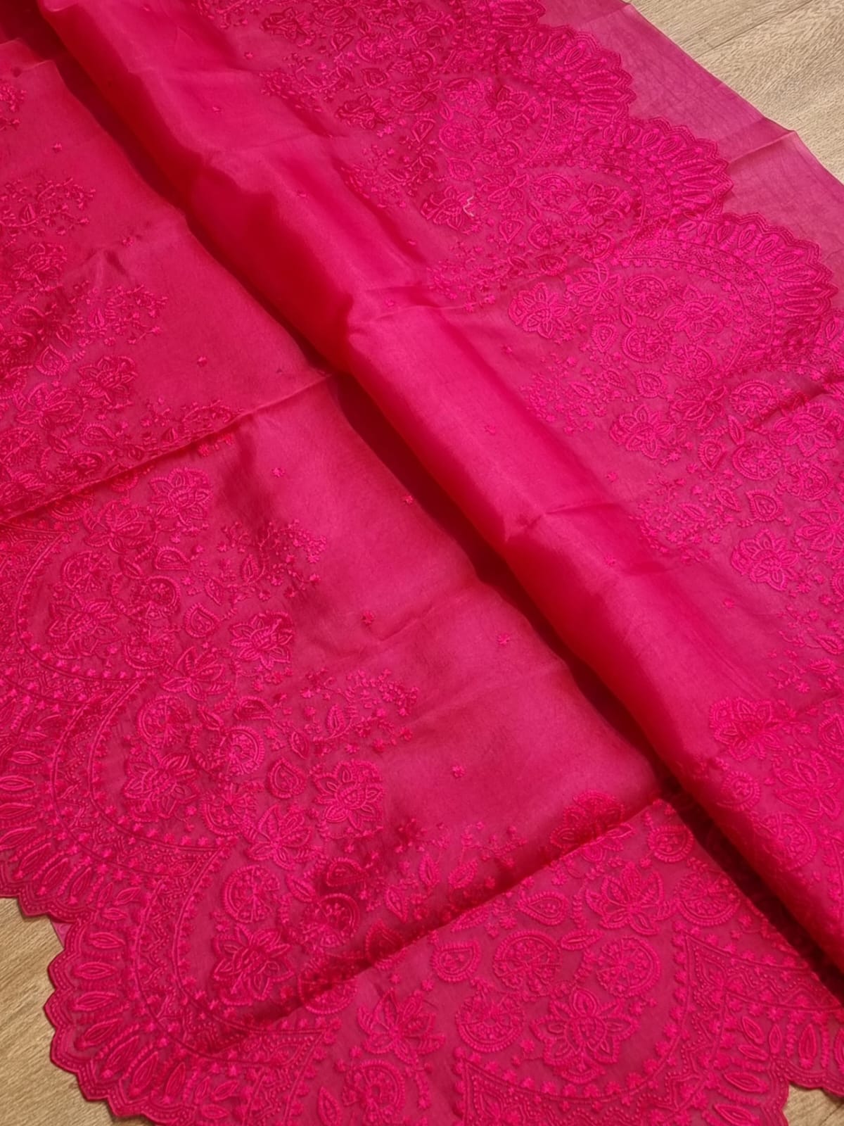 Scalloped inspired organza cutwork saree SaffronFashion