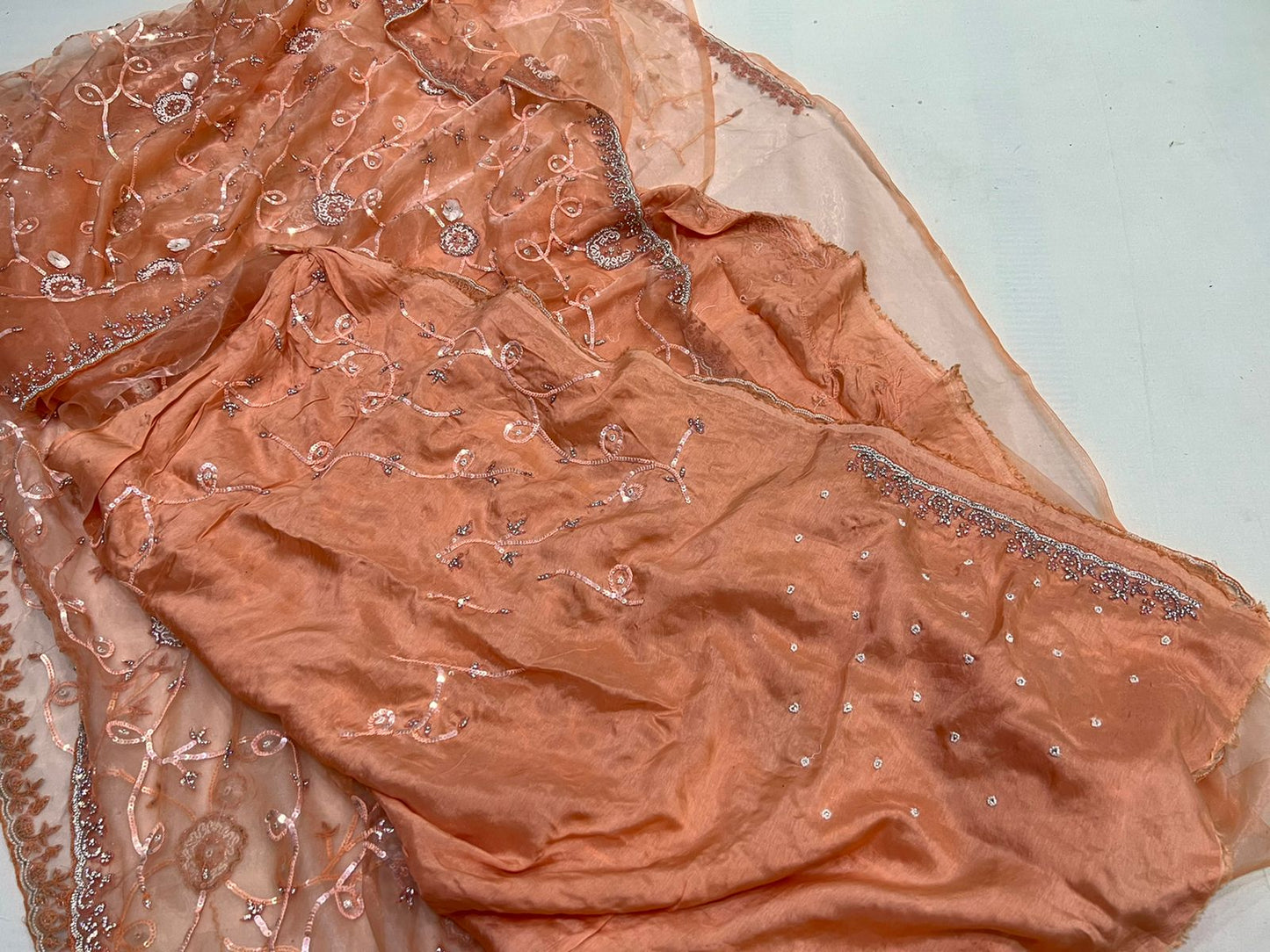 Moti sequence partywear saree - Saffronfashionindia