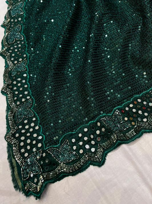 Sequins net saree - Saffronfashionindia