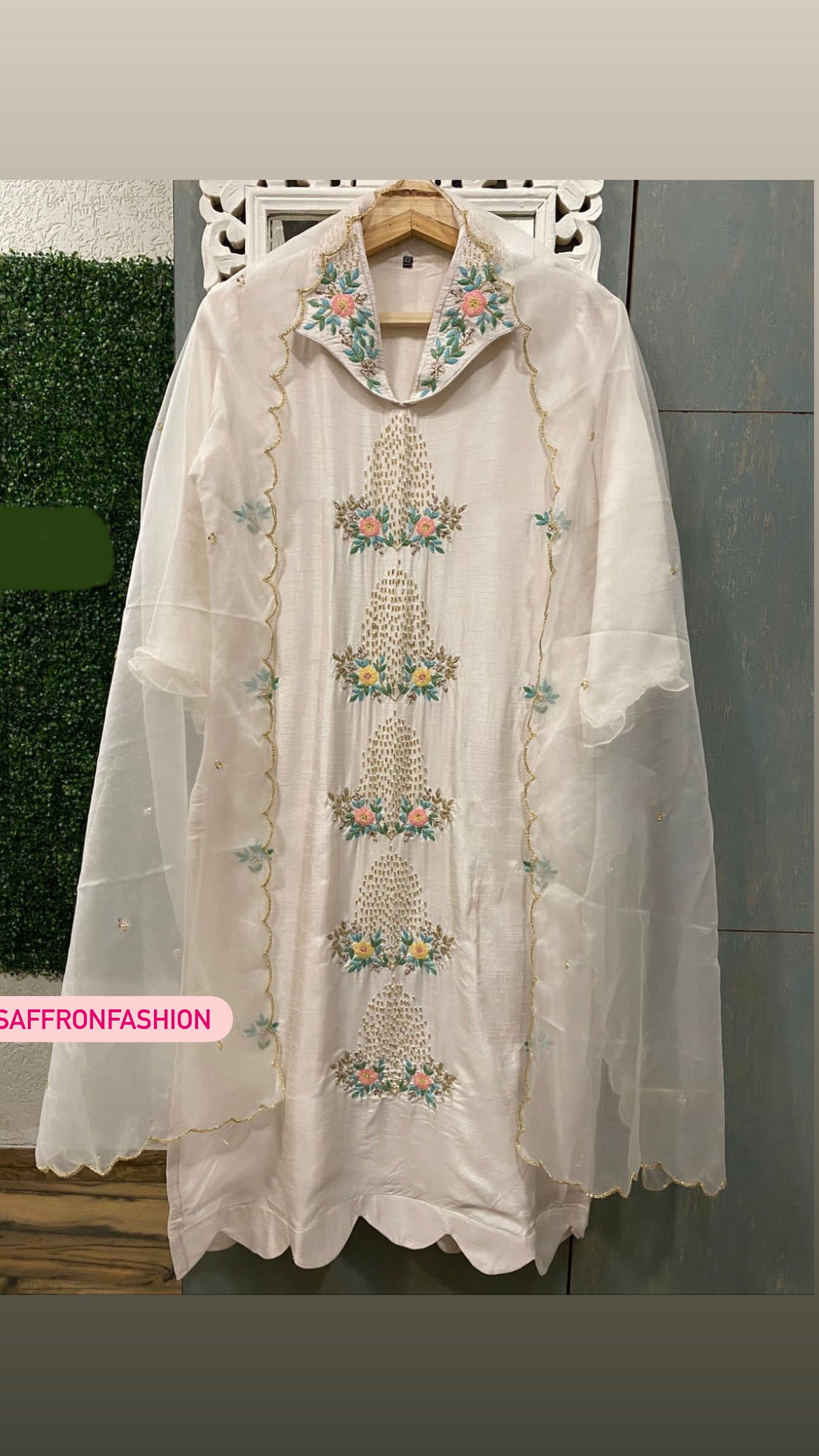 Royal embroidered Parsi inspired saree - Saffronfashionindia