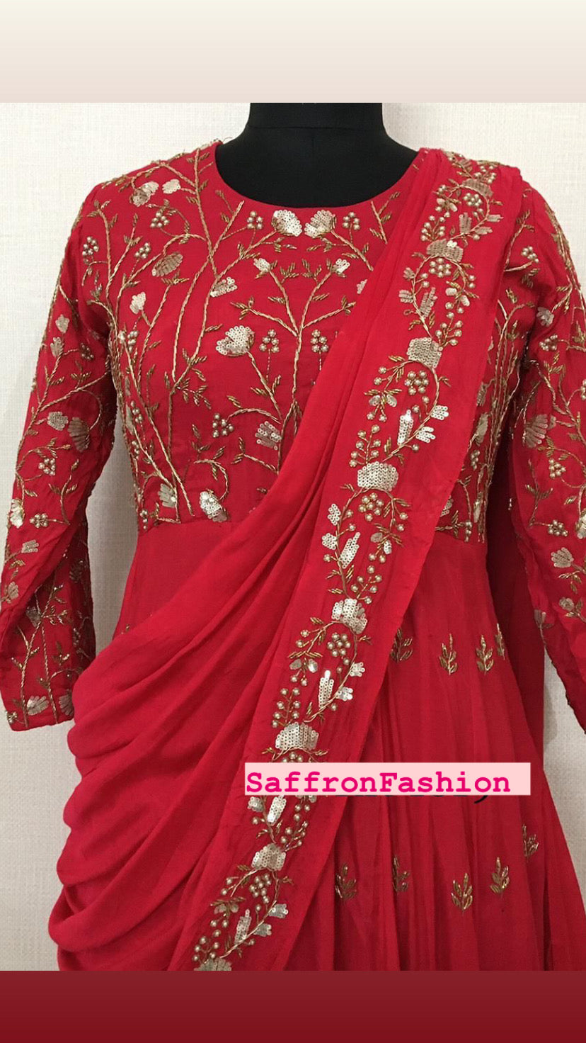 Red valanetine dress - Saffronfashionindia