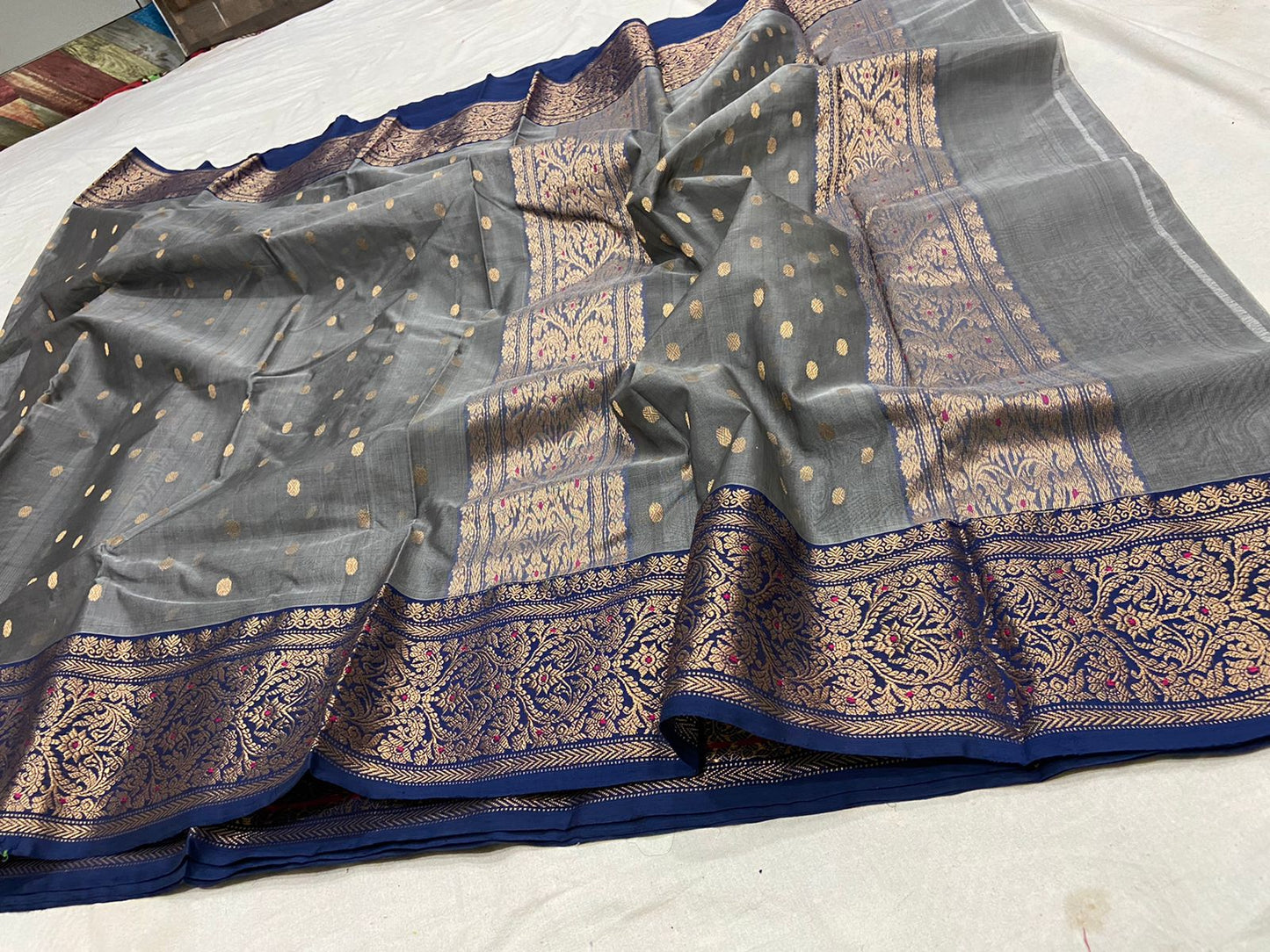 Ganesha Chanderi saree - Saffronfashionindia