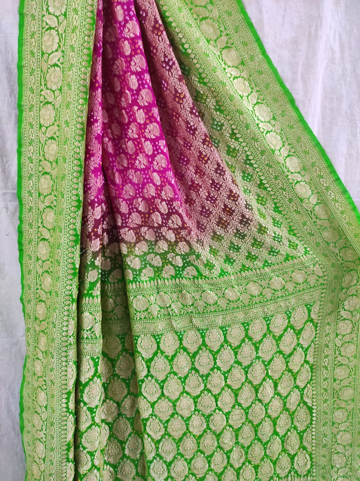 Malvi bandhani banarsi saree - Saffronfashionindia