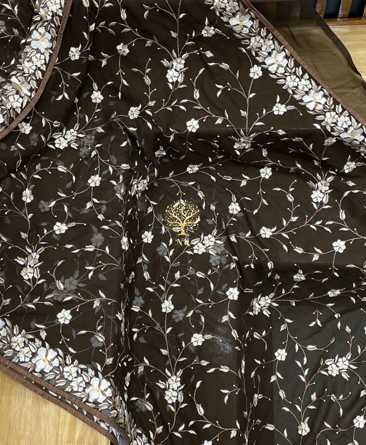 Floral inspired Parsi saree - Saffronfashionindia