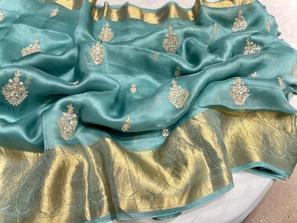 Kanchi organza saree - Saffronfashionindia