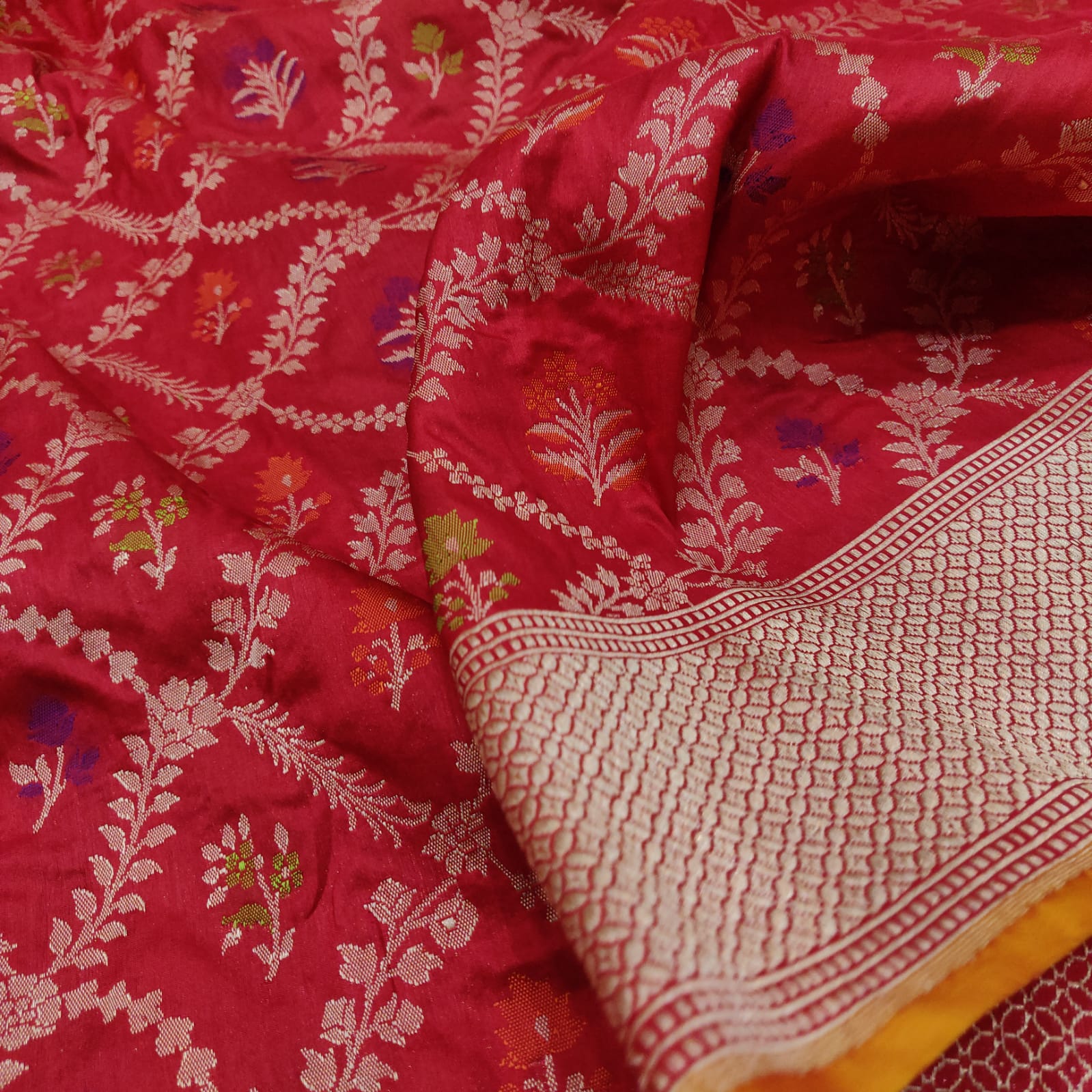 Laila handwoven Katan saree - Saffronfashionindia