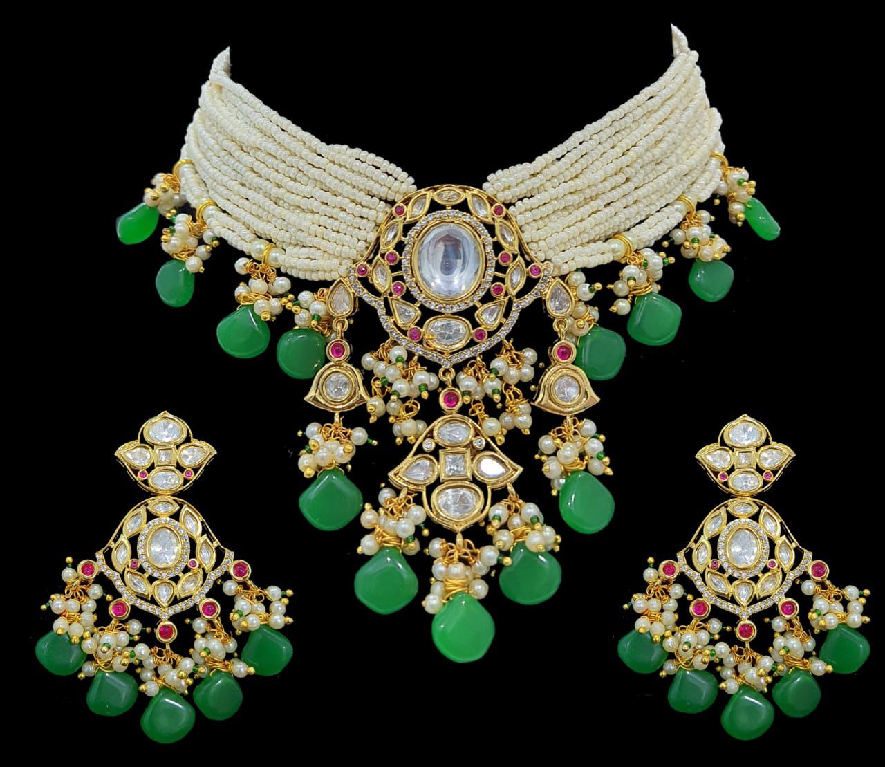 Nishabd Pearl choker set - Saffronfashionindia