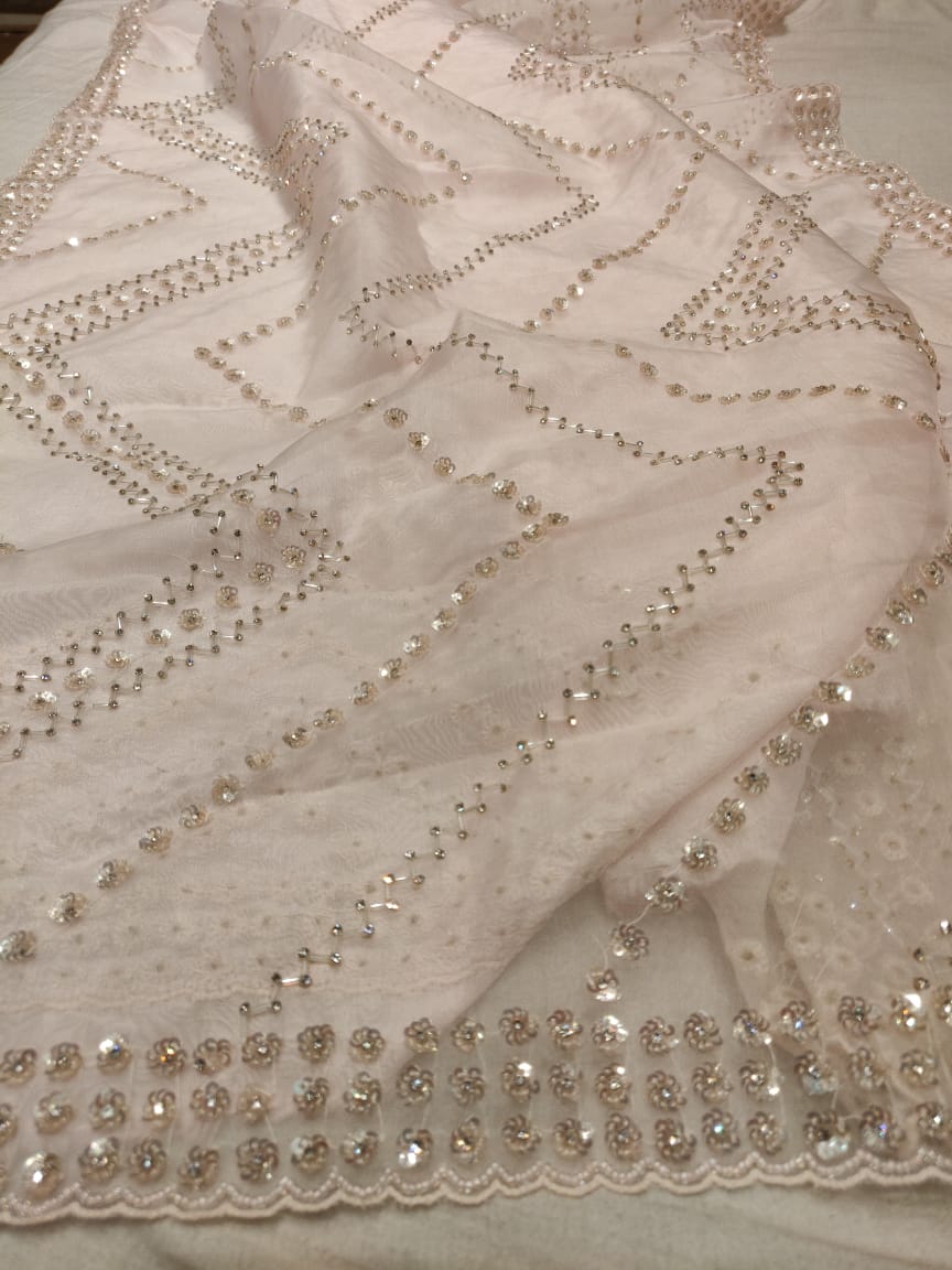 Pyari zardosi saree Partywear saree women saree blouse - Saffronfashionindia