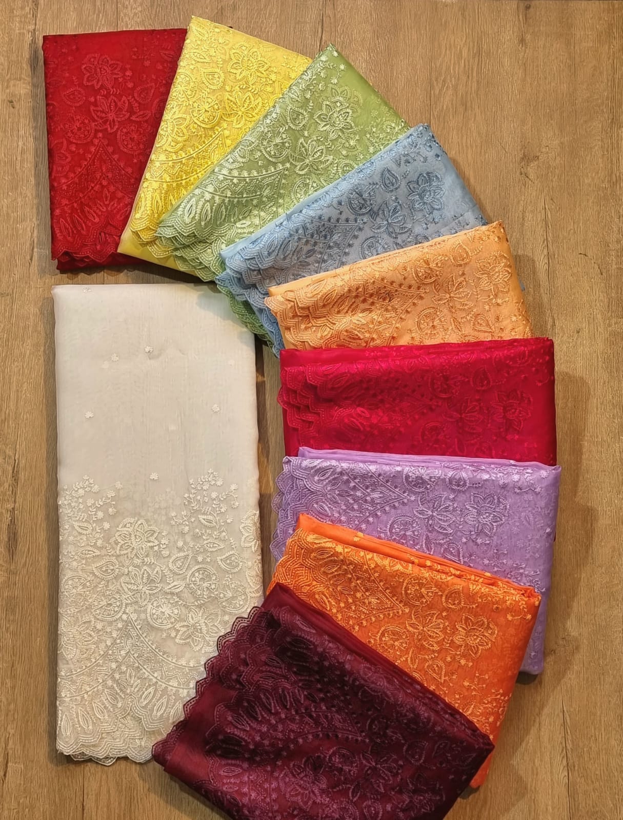 Scalloped inspired organza cutwork saree SaffronFashion