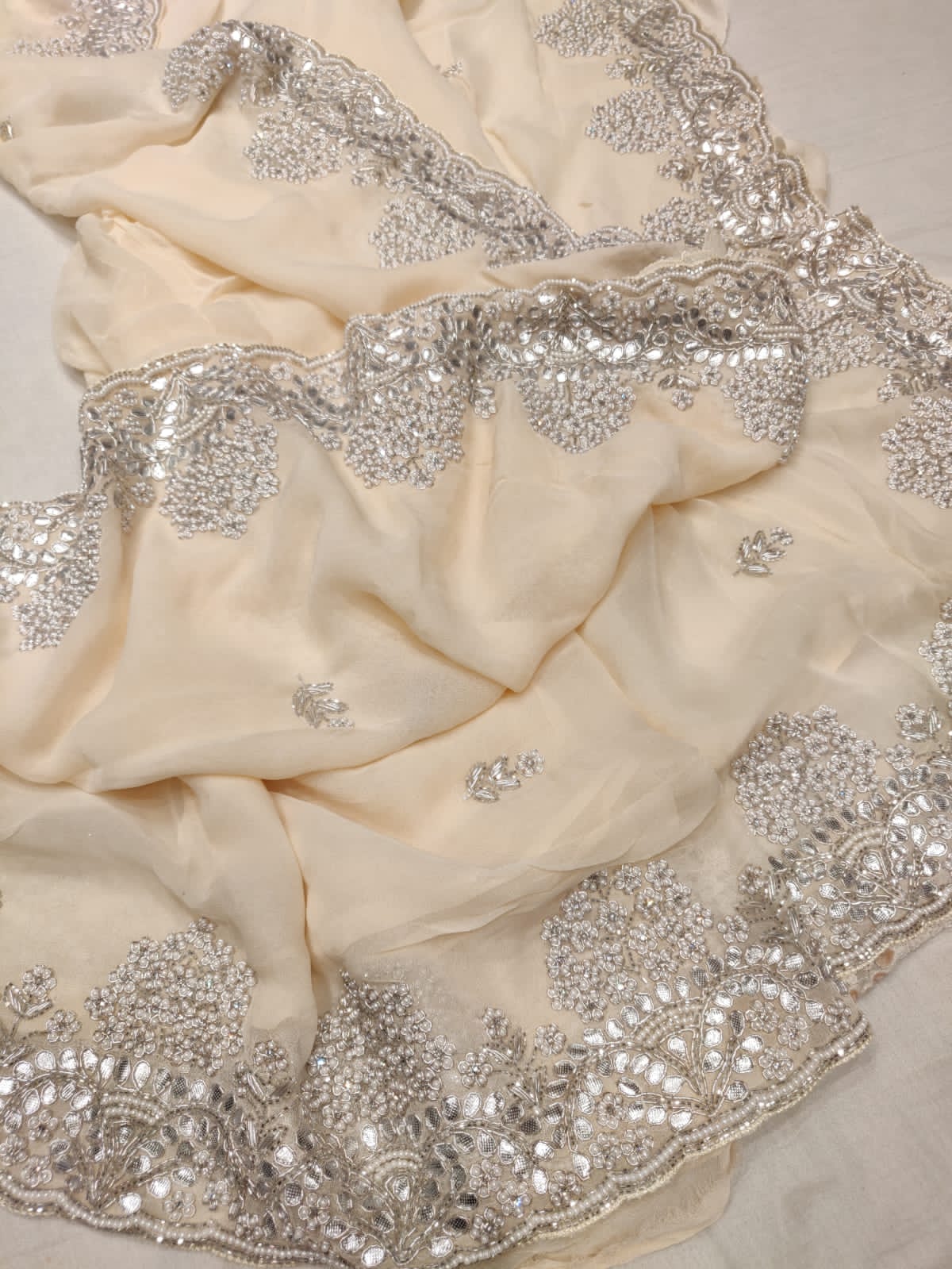 Pearl zardosi saree - Saffronfashionindia