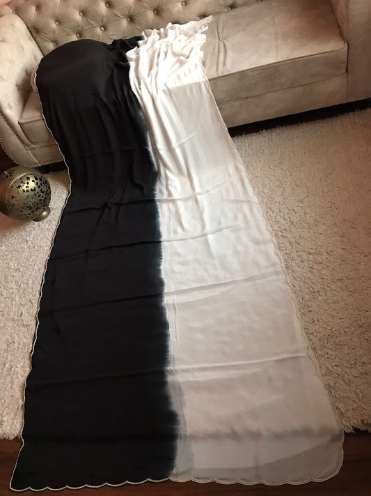 Pearl chinon saree - Saffronfashionindia