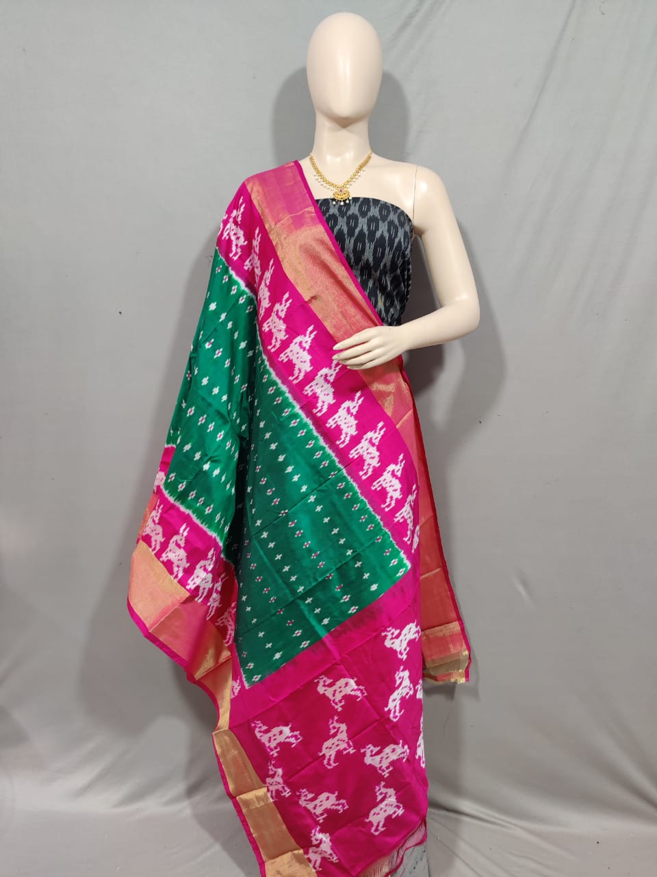 Weaved ikkath dupatta/silk dupatta - Saffronfashionindia
