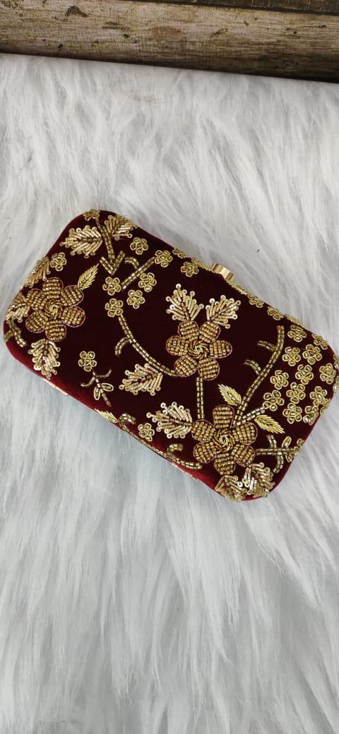 Zardosi clutch - Saffronfashionindia