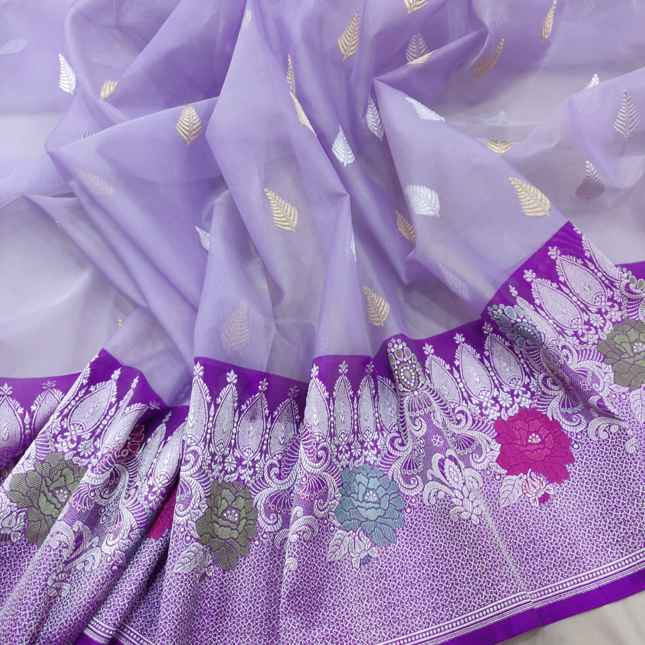 Cyana kora handwoven saree - Saffronfashionindia