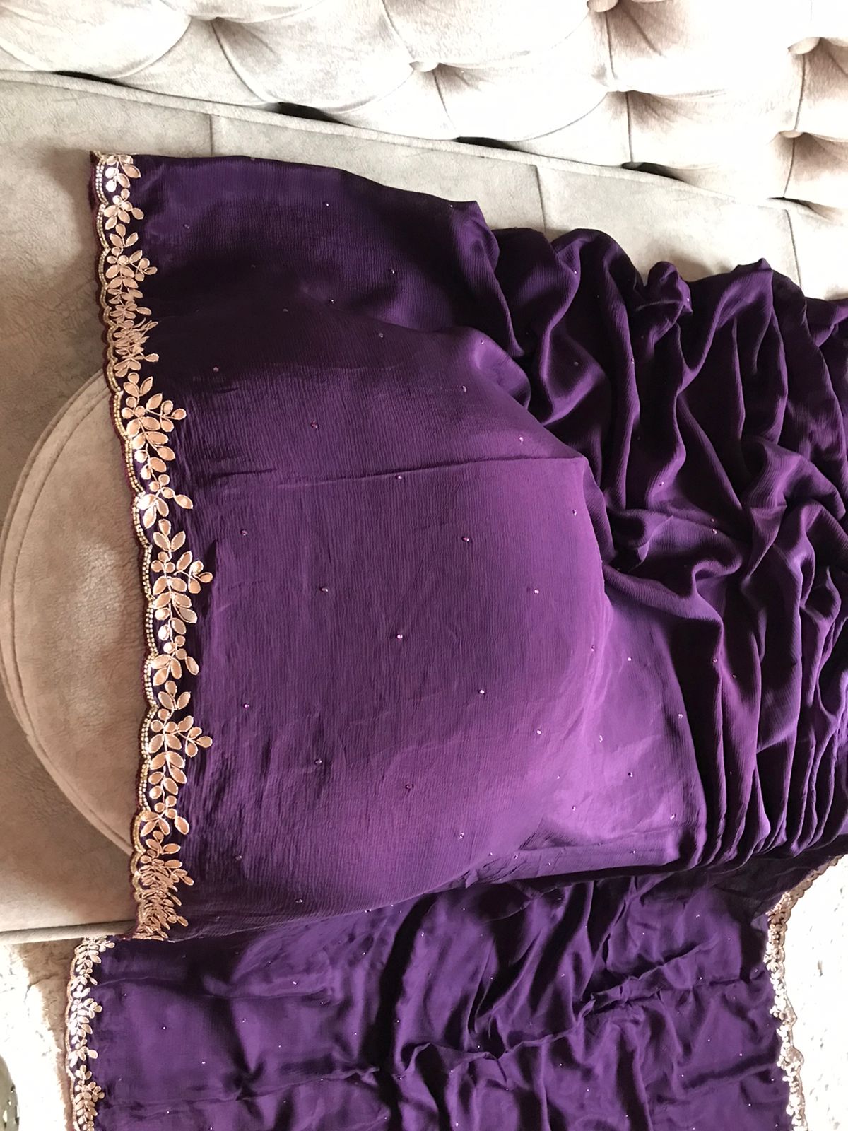 Purple partywear saree - Saffronfashionindia