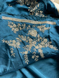 Rose satin embroidery saree
