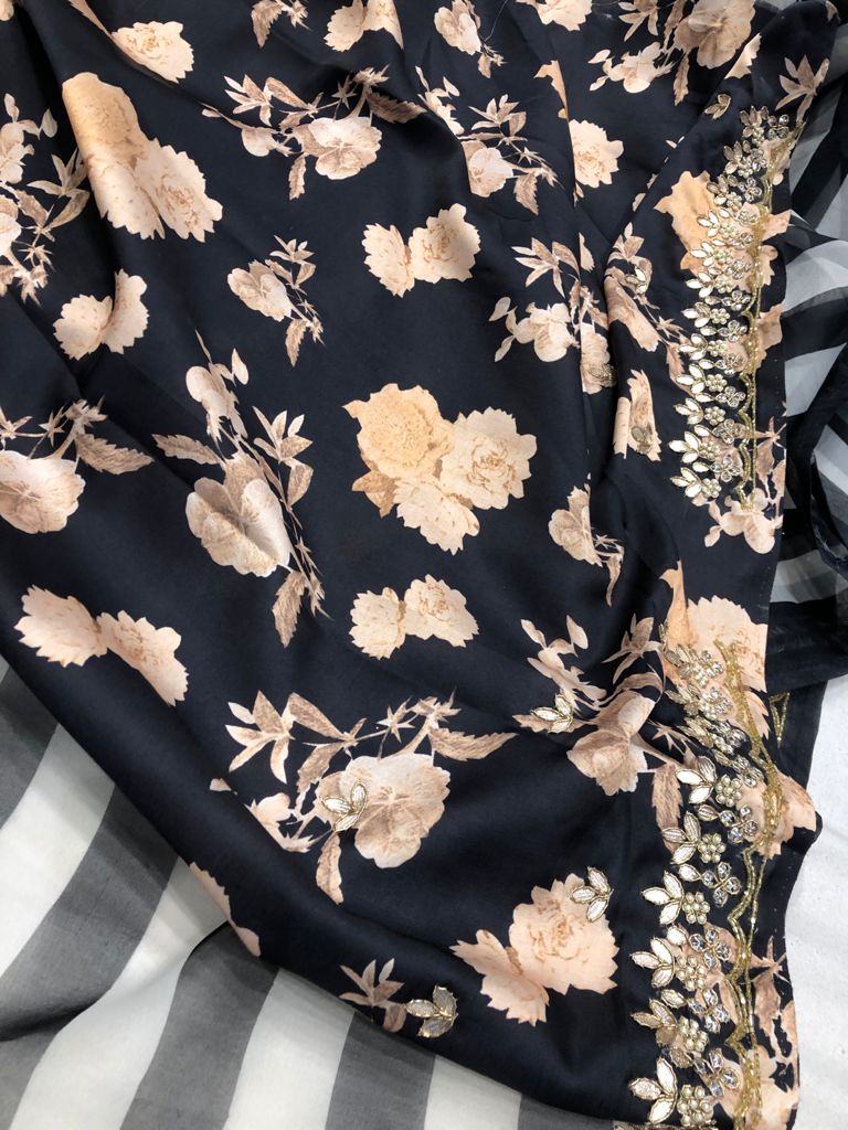 Organza digital printed saree - Saffronfashionindia