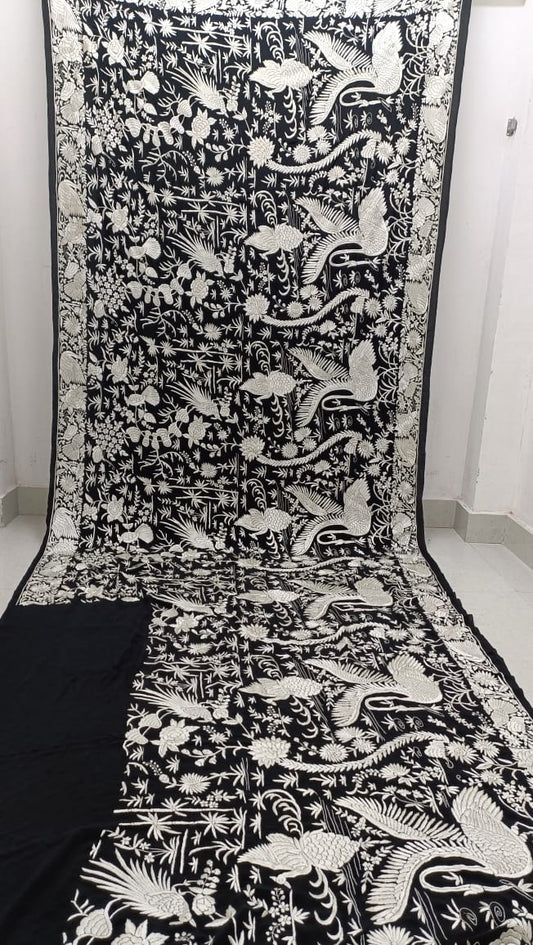 Veera crepe parsi saree - Saffronfashionindia