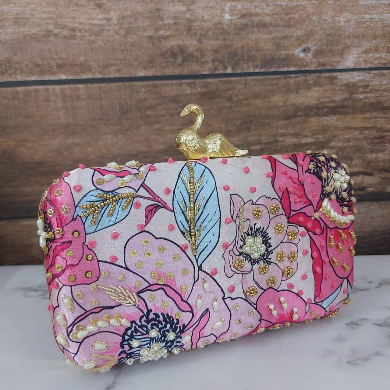 Swan printed clutch - Saffronfashionindia