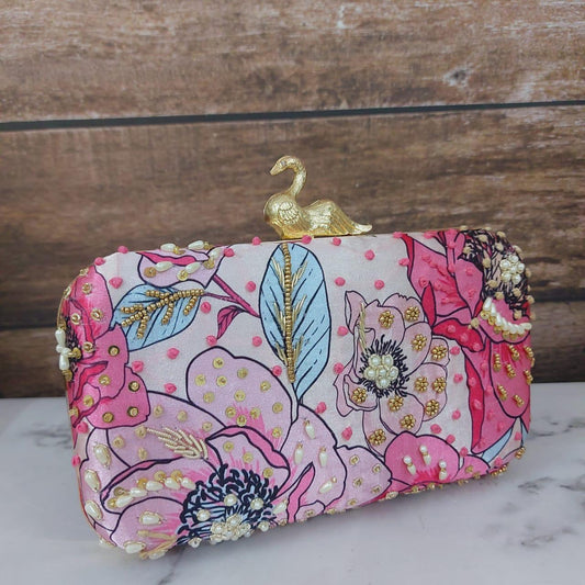 Swan printed clutch - Saffronfashionindia