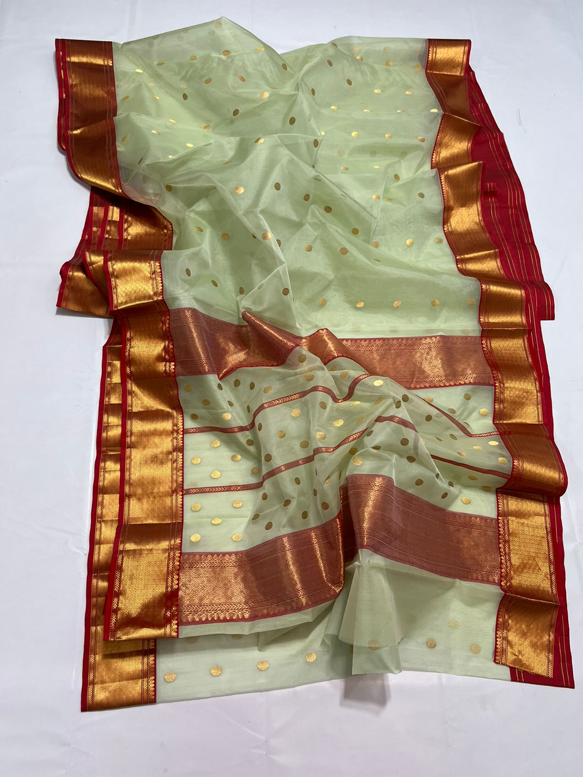 Mint Chanderi ek naal saree - Saffronfashionindia