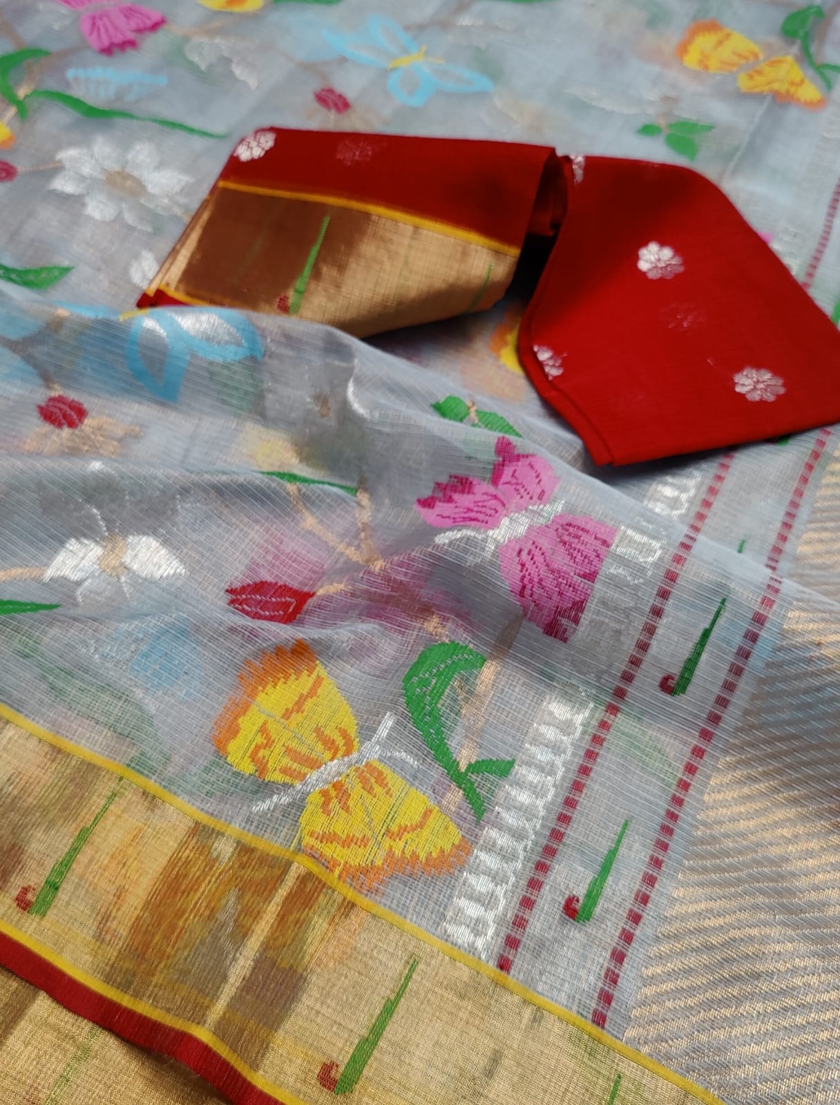 Tissue kota Meenakari saree - Saffronfashionindia