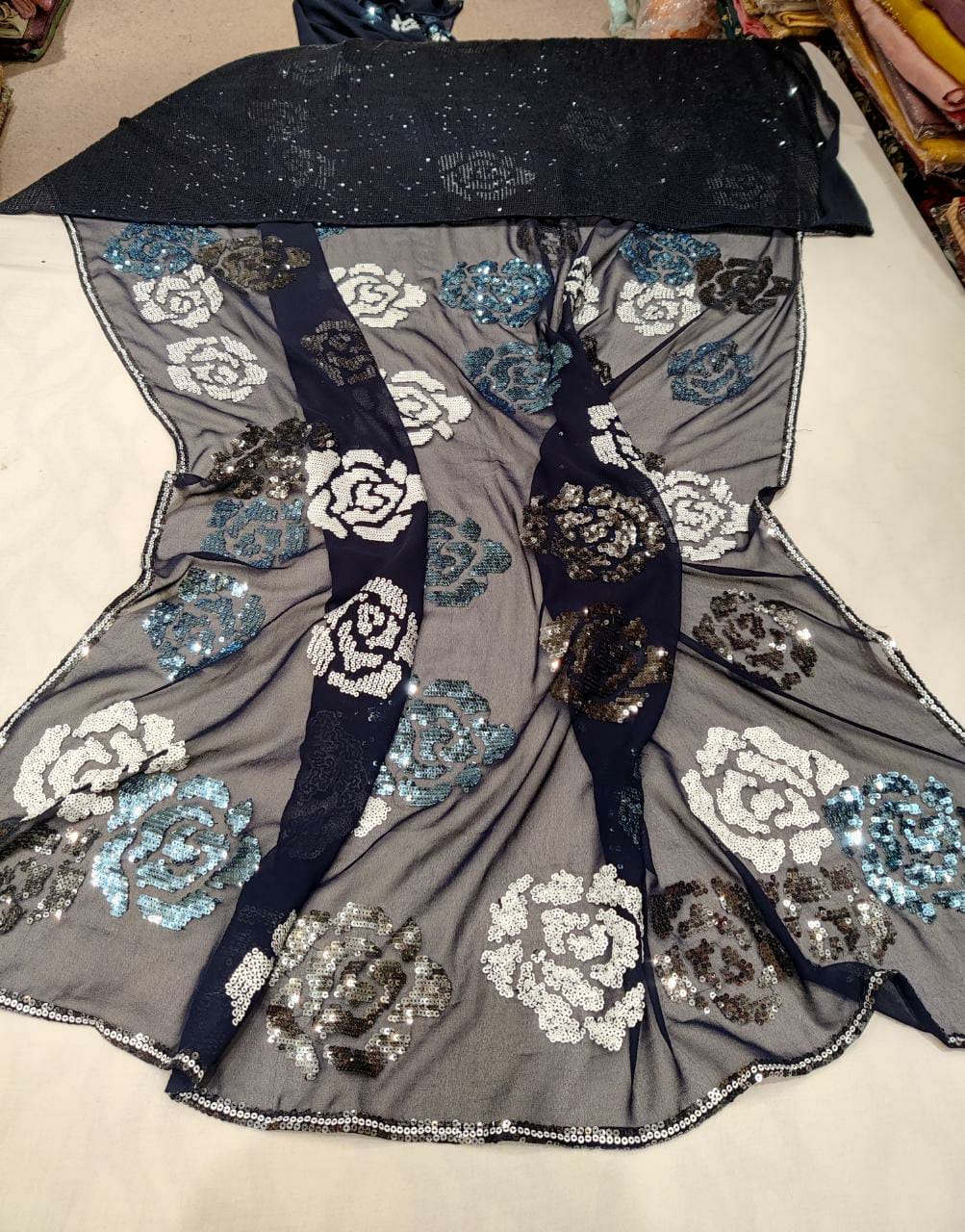 Mariana sequence partywear saree - Saffronfashionindia