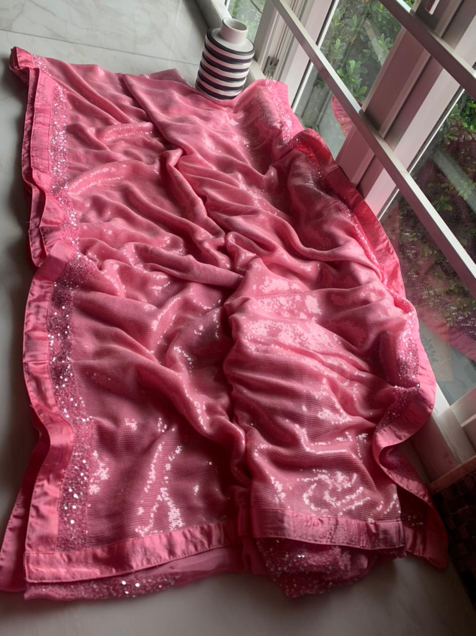 Sequins saree - Saffronfashionindia