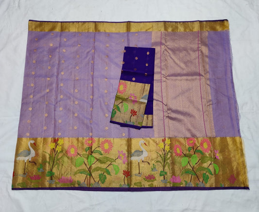 Lavender tissue zari kota saree - Saffronfashionindia