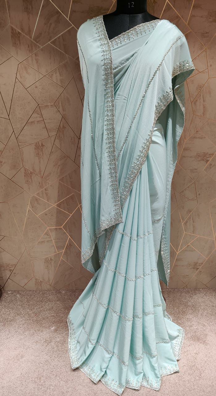 Kaniza crepe katdana saree - Saffronfashionindia
