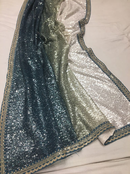 Sequins partywear saree - Saffronfashionindia