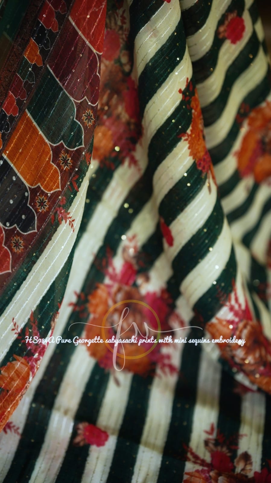 Gulmohar sequins saree - Saffronfashionindia