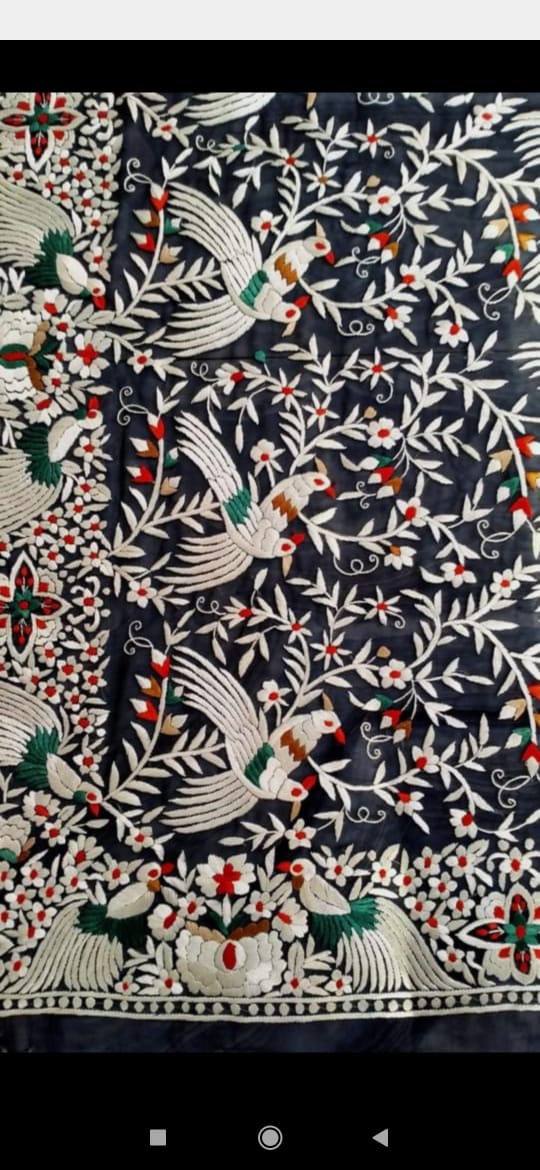 Khujirao traditional Parsi dupatta - Saffronfashionindia