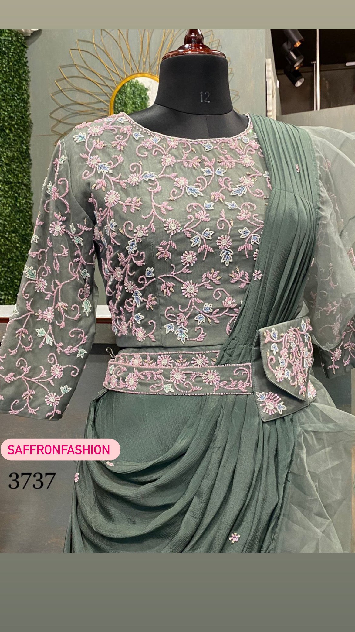 Rudrika organza indowestern dress - Saffronfashionindia