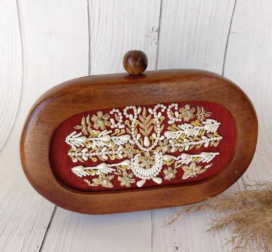 Leisha wooden oval box - Saffronfashionindia