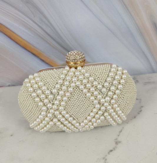 Nimsha Pearl clutch - Saffronfashionindia