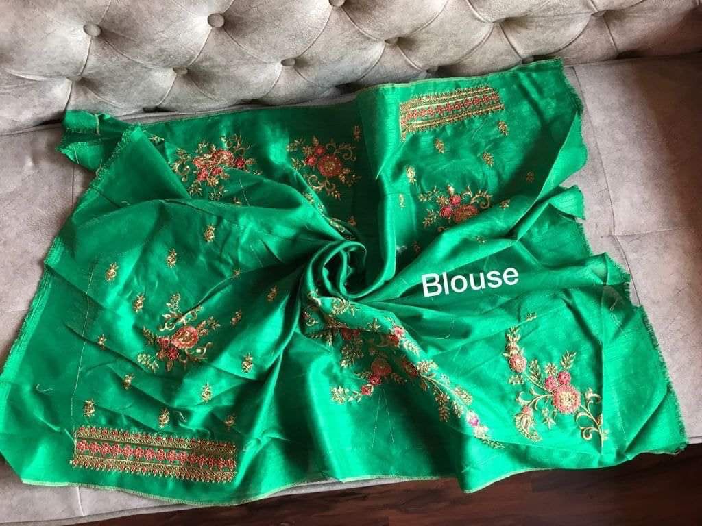 Floral Russian silk crepe saree - Saffronfashionindia