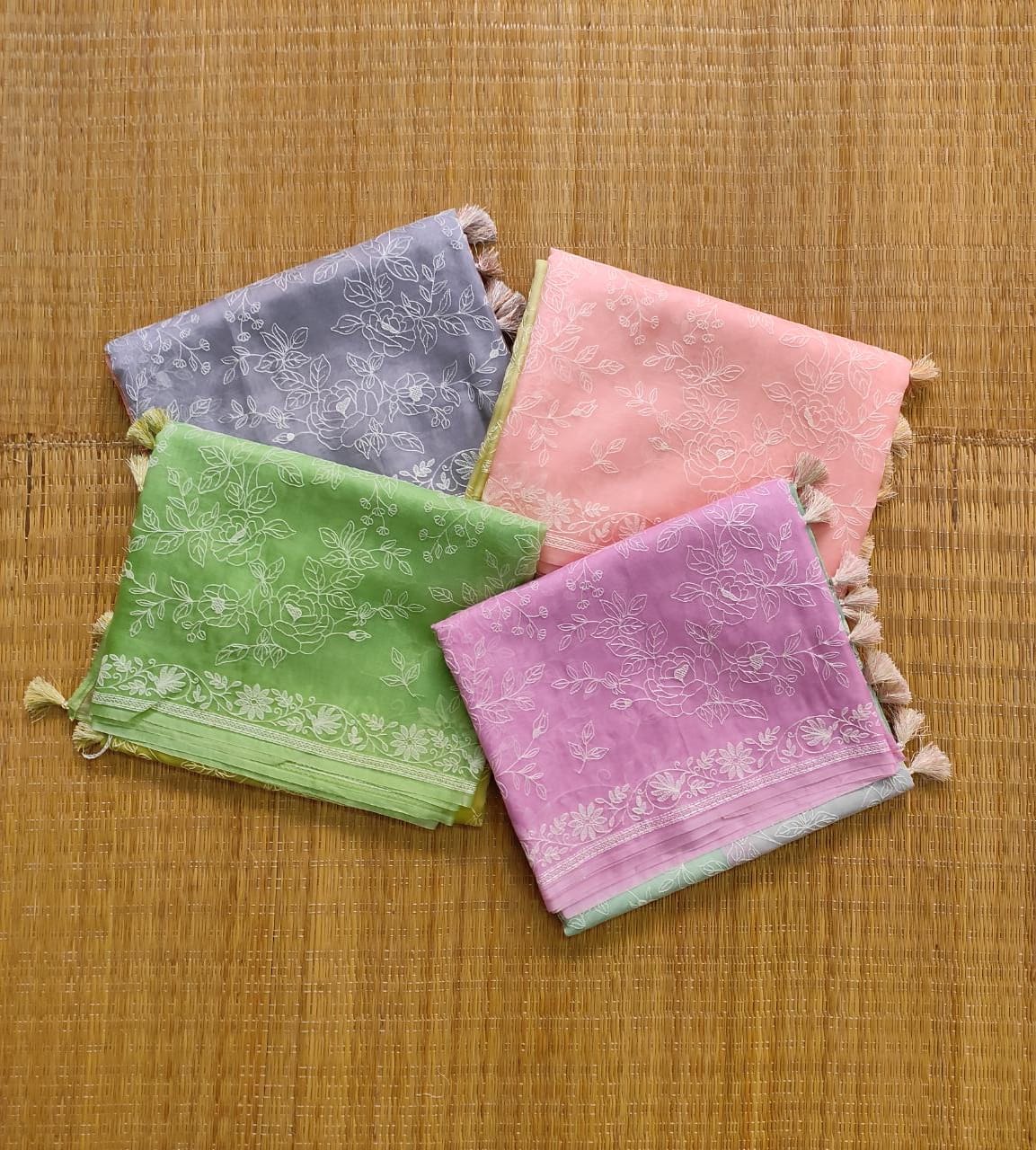 Ruchika organza Chikankari saree - Saffronfashionindia