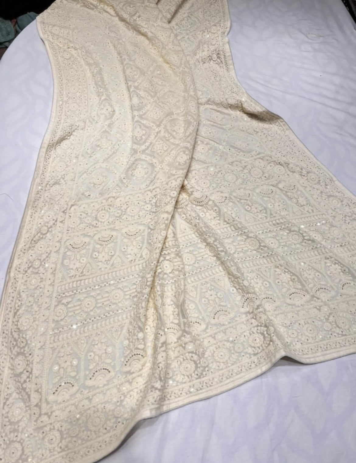 Helium Chikankari saree - Saffronfashionindia