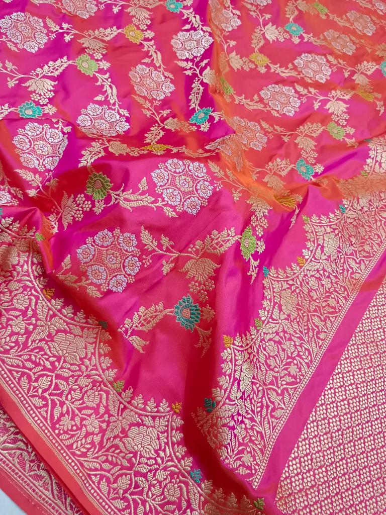 Rupashi Katan handwoven saree - Saffronfashionindia