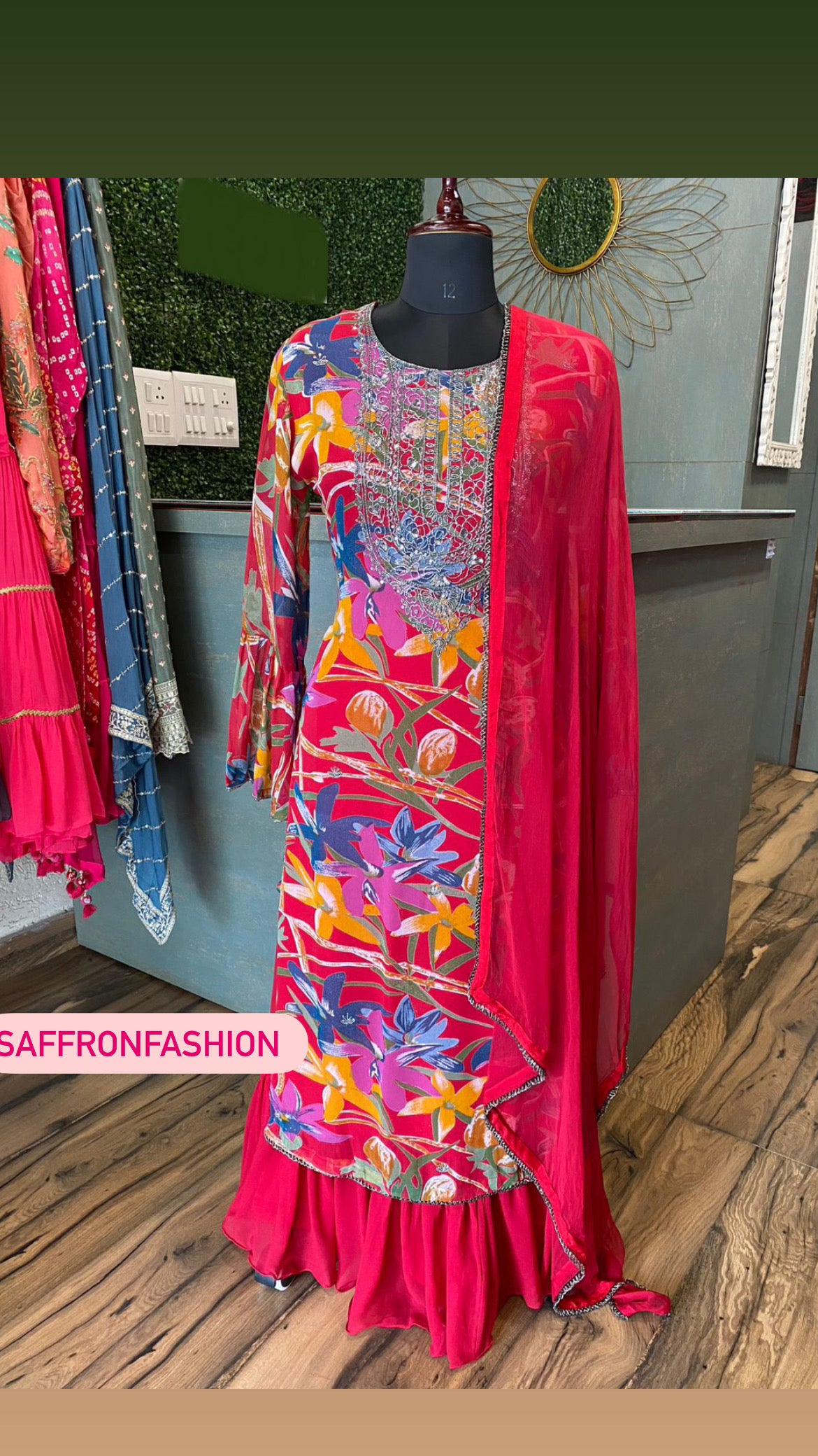 Nouvi gorgette kurta - Saffronfashionindia