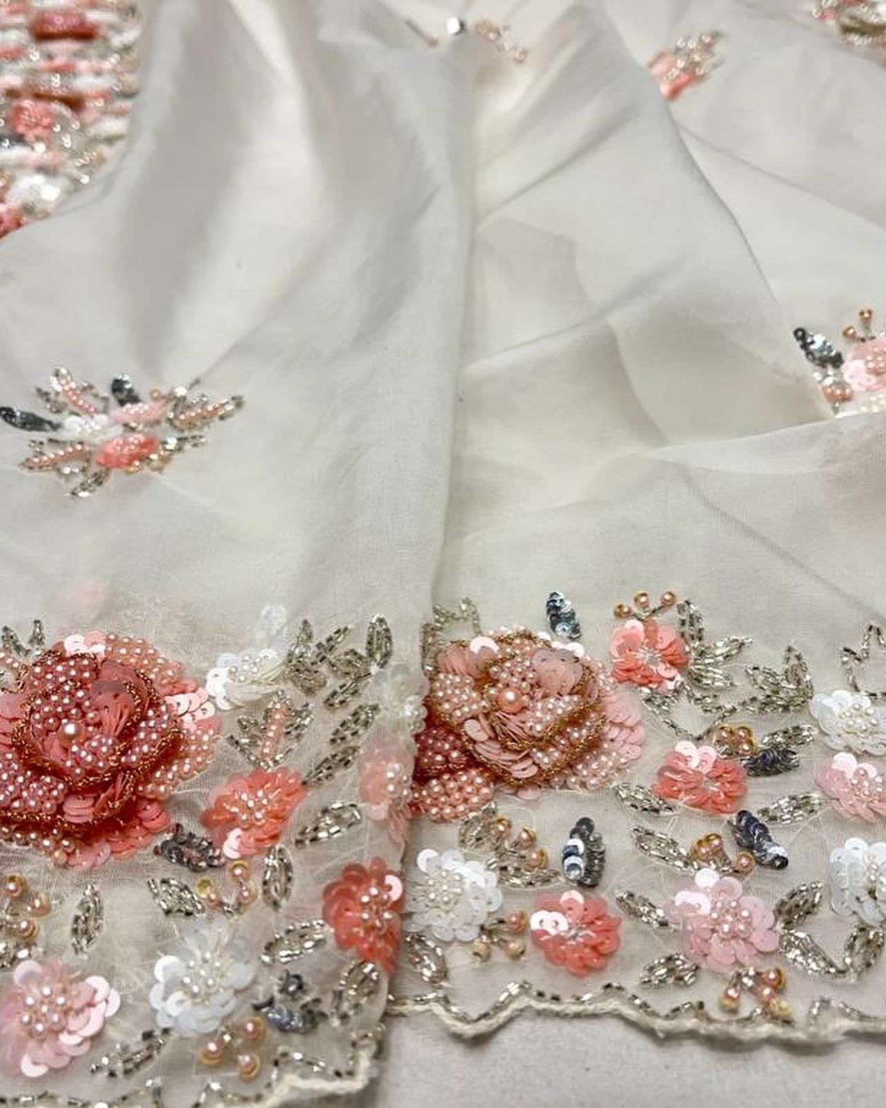 Venus floral organza saree - Saffronfashionindia